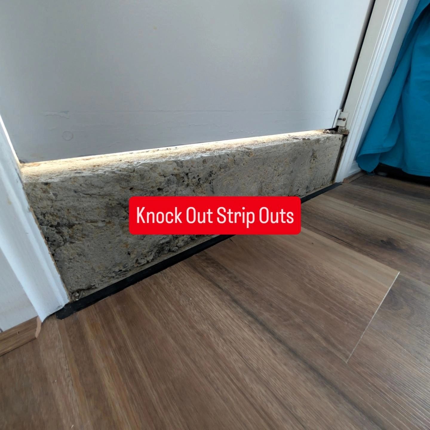 Concrete threshold with white trim