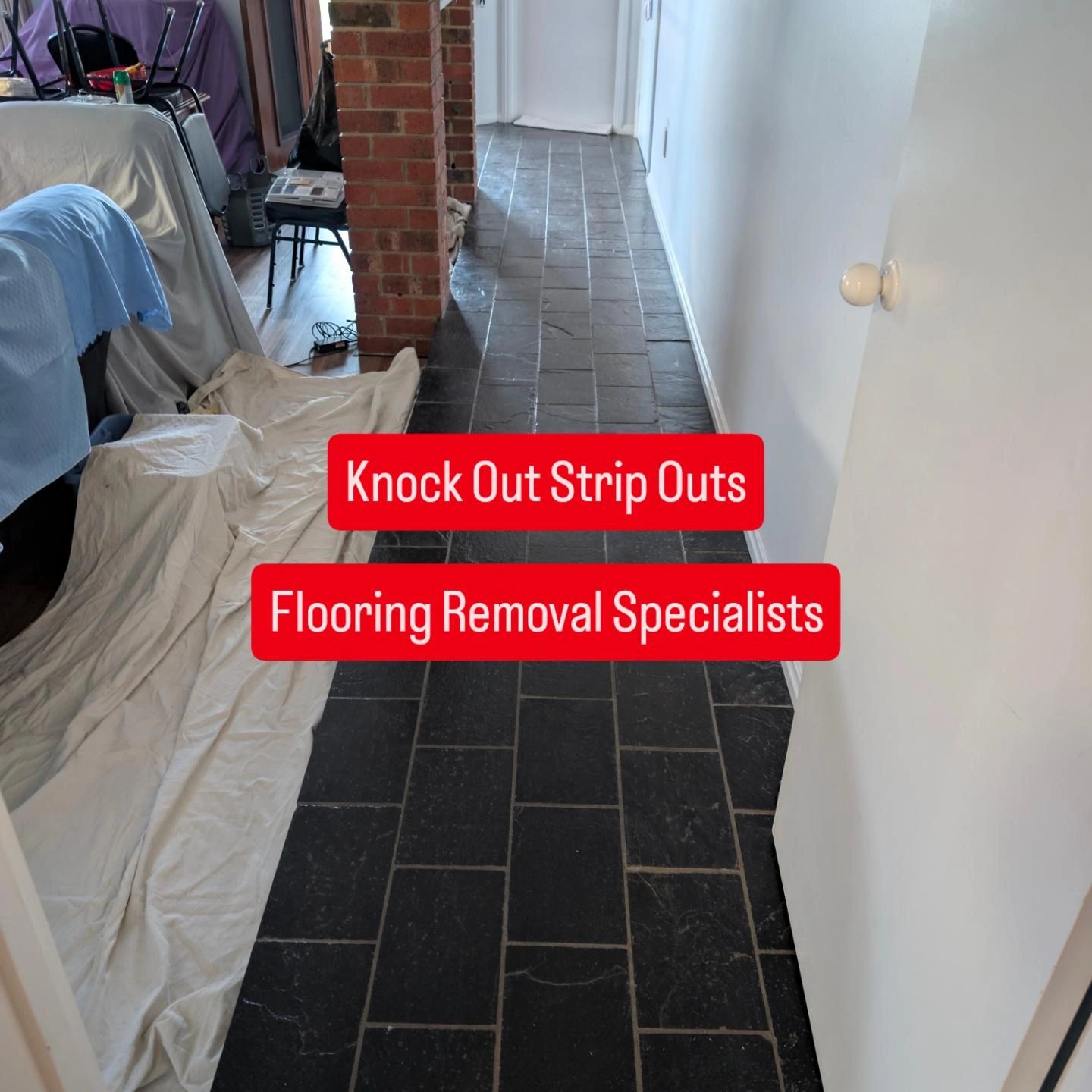 Flooring removal in progress